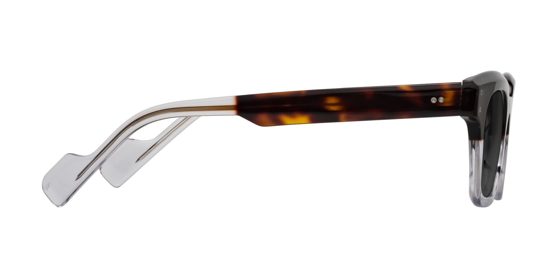 Side of Perez in Dark Tortoise/Clear with Gray Tinted Lenses