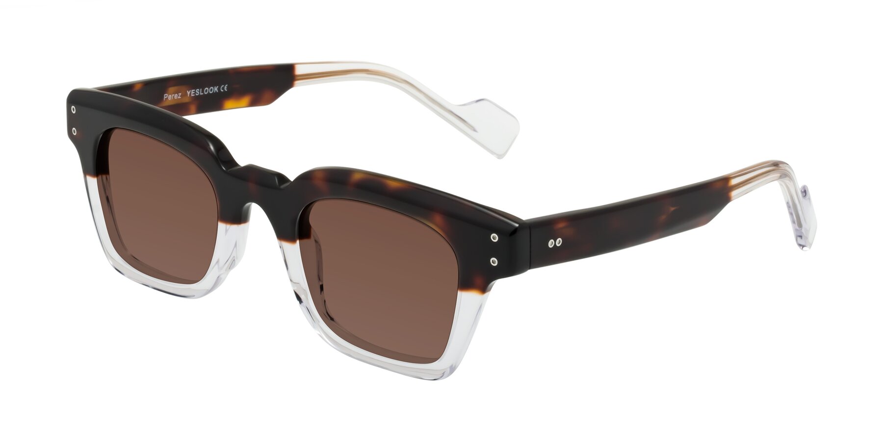 Angle of Perez in Dark Tortoise/Clear with Brown Tinted Lenses