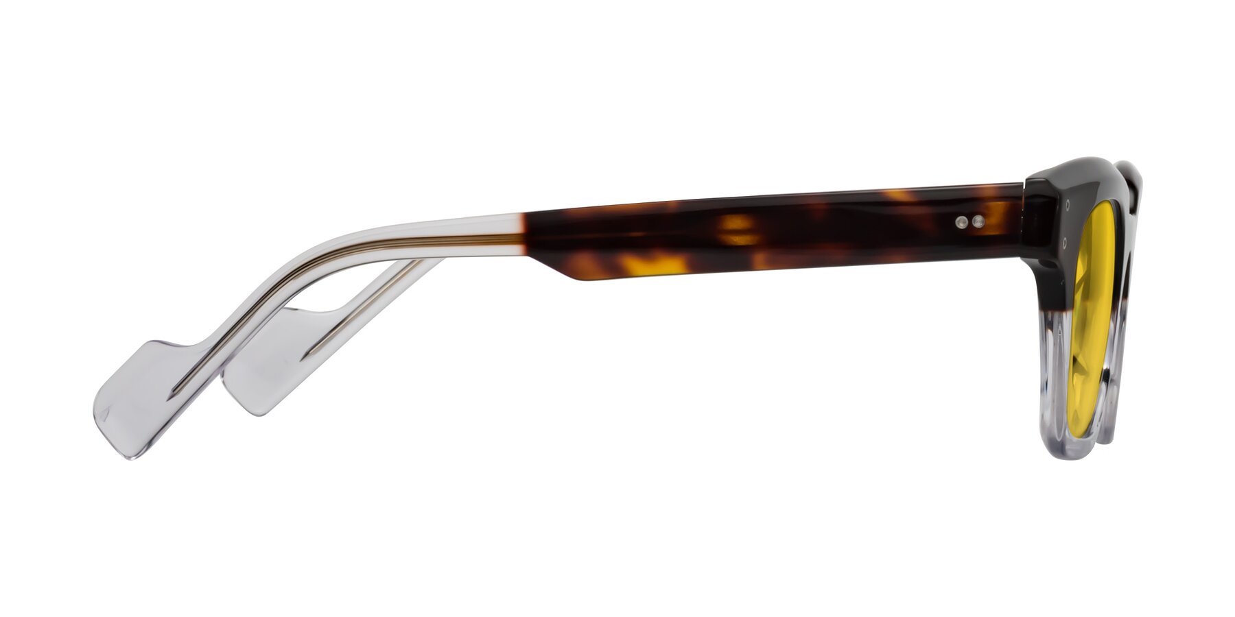 Side of Perez in Dark Tortoise/Clear with Yellow Tinted Lenses