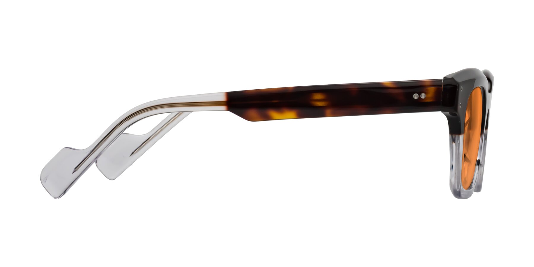 Side of Perez in Dark Tortoise/Clear with Orange Tinted Lenses