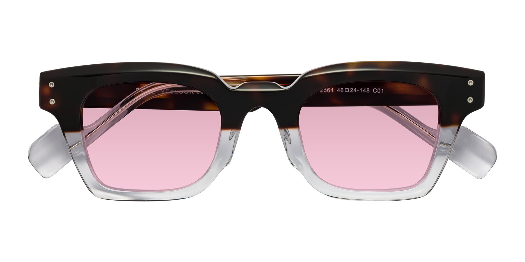Folded Front of Perez in Dark Tortoise/Clear with Light Wine Tinted Lenses