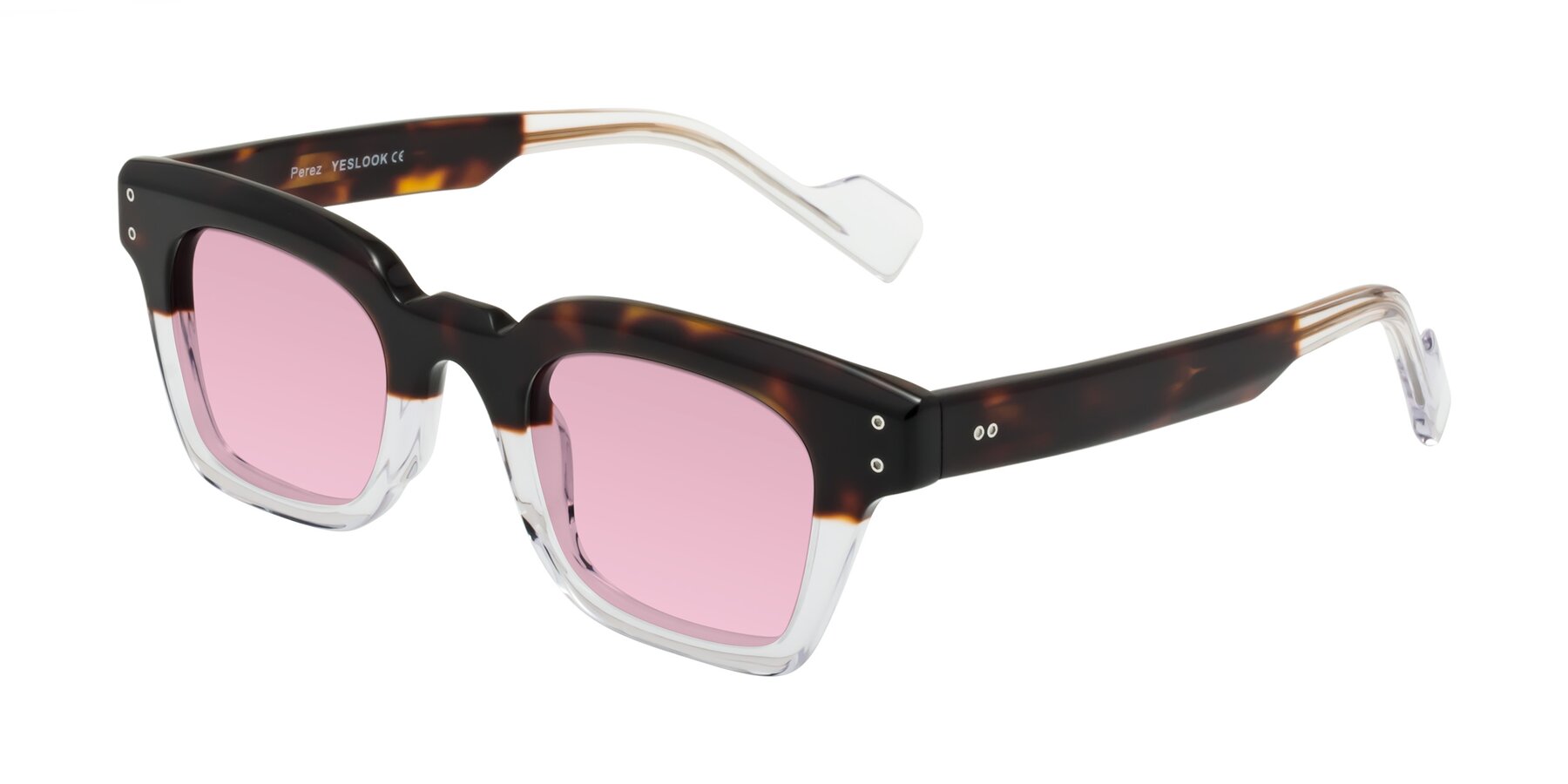 Angle of Perez in Dark Tortoise/Clear with Light Wine Tinted Lenses