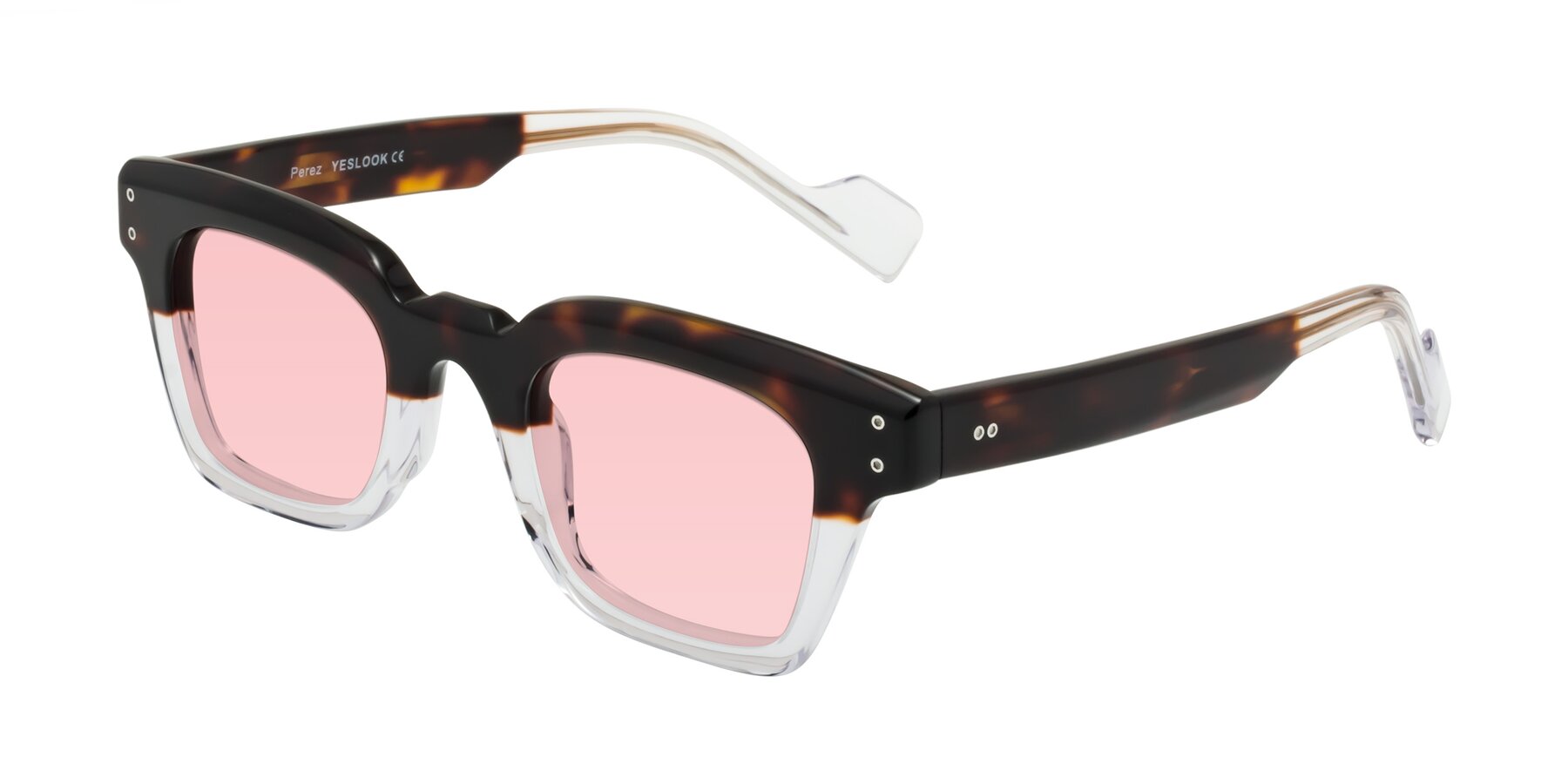 Angle of Perez in Dark Tortoise/Clear with Light Garnet Tinted Lenses