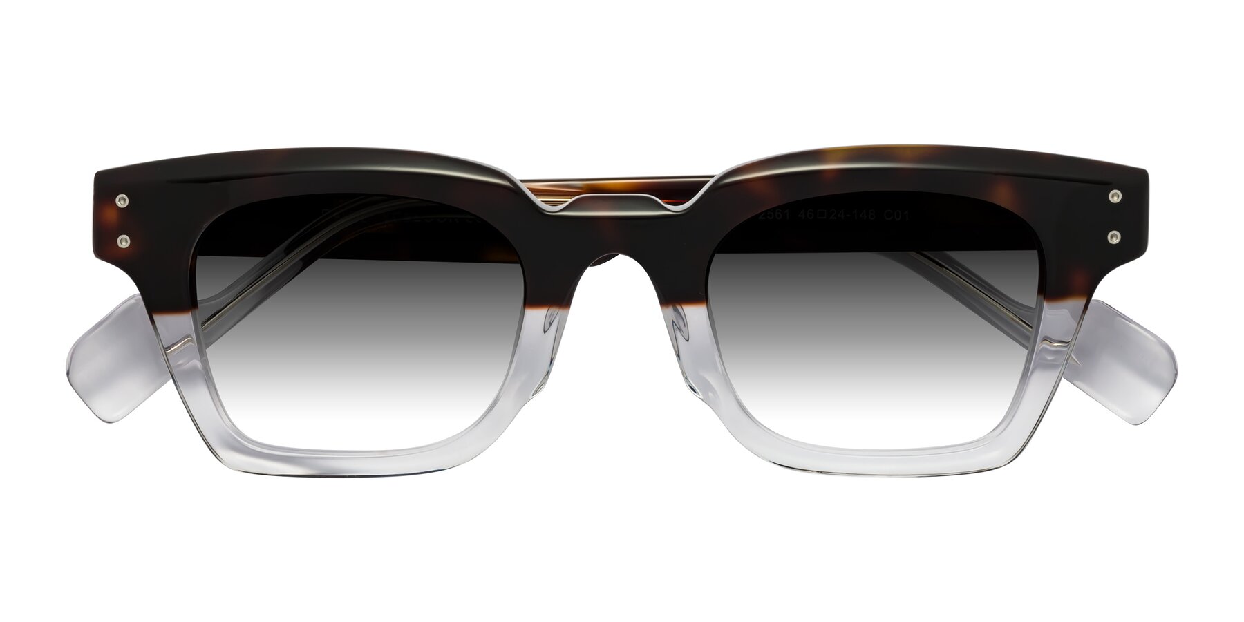 Folded Front of Perez in Dark Tortoise/Clear with Gray Gradient Lenses