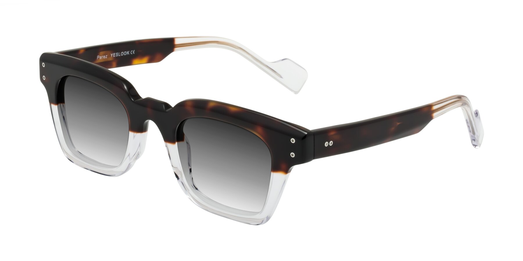 Angle of Perez in Dark Tortoise/Clear with Gray Gradient Lenses