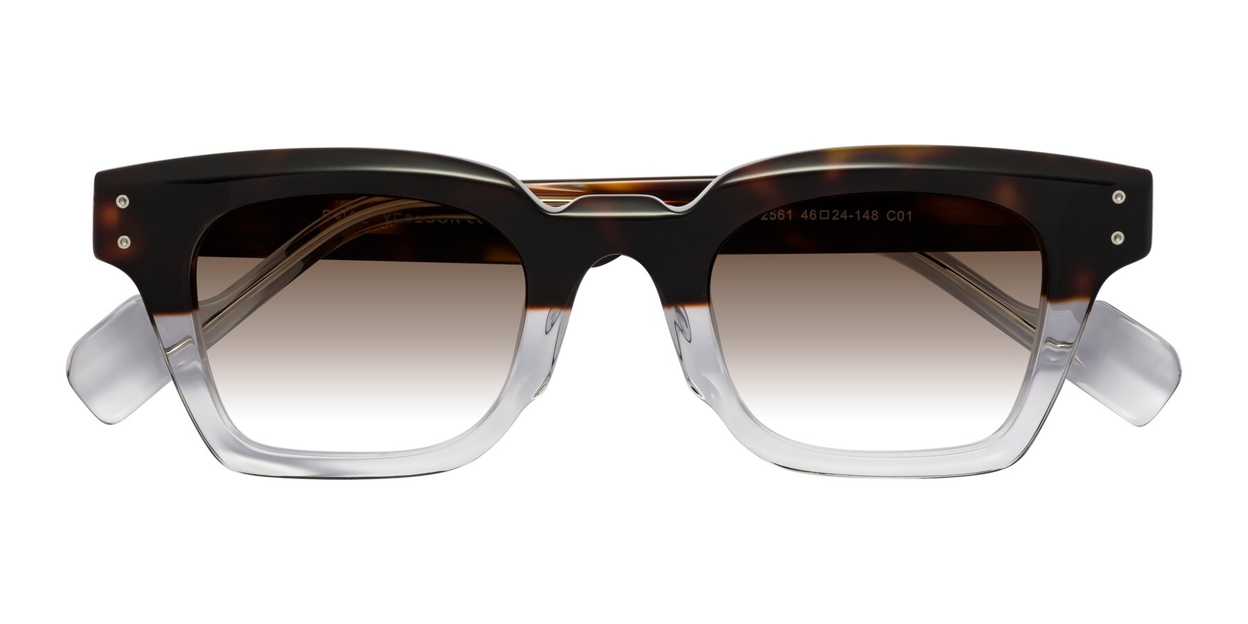 Folded Front of Perez in Dark Tortoise/Clear with Brown Gradient Lenses