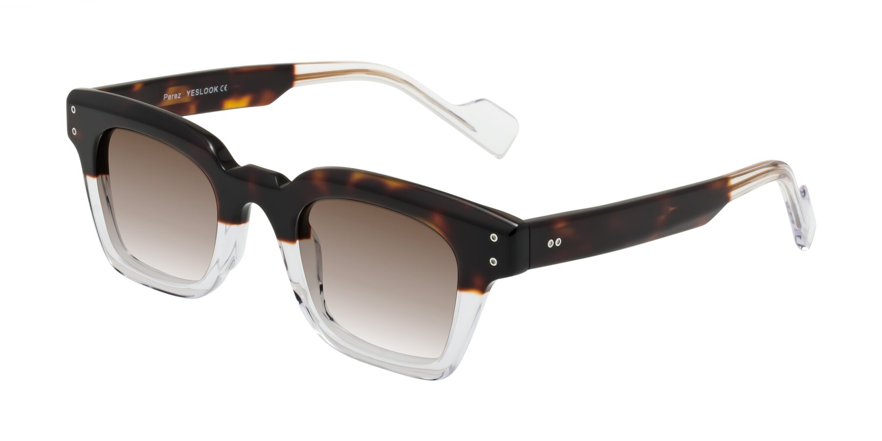 Angle of Perez in Dark Tortoise/Clear with Brown Gradient Lenses