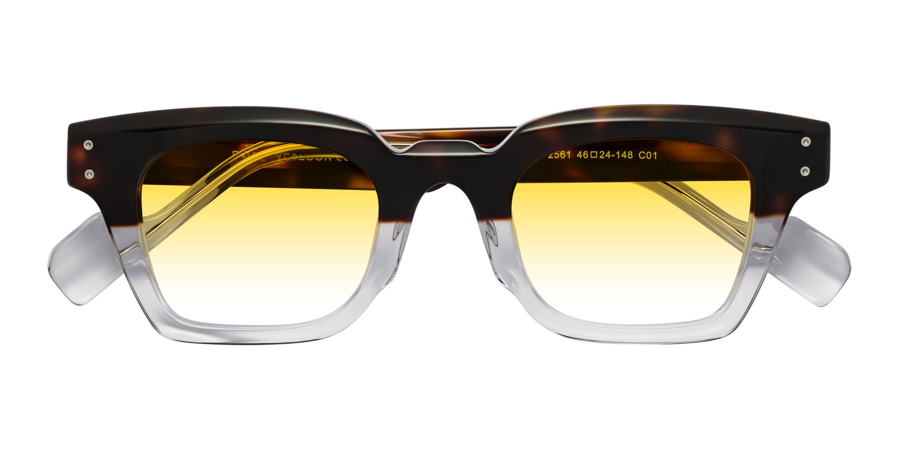 Folded Front of Perez in Dark Tortoise/Clear with Yellow Gradient Lenses
