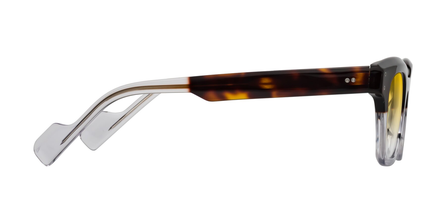 Side of Perez in Dark Tortoise/Clear with Yellow Gradient Lenses