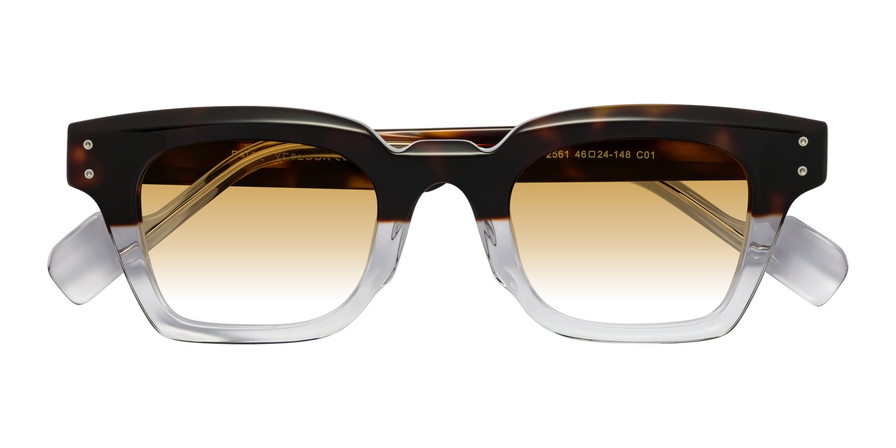 Folded Front of Perez in Dark Tortoise/Clear with Champagne Gradient Lenses