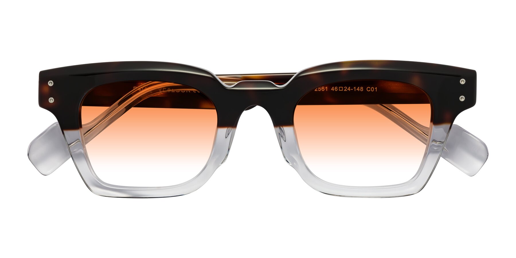 Folded Front of Perez in Dark Tortoise/Clear with Orange Gradient Lenses