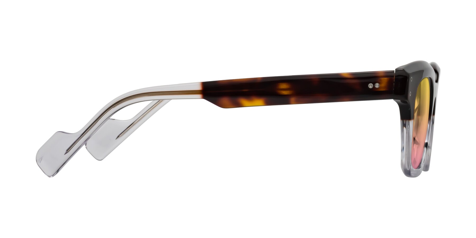 Side of Perez in Dark Tortoise/Clear with Yellow / Pink Gradient Lenses