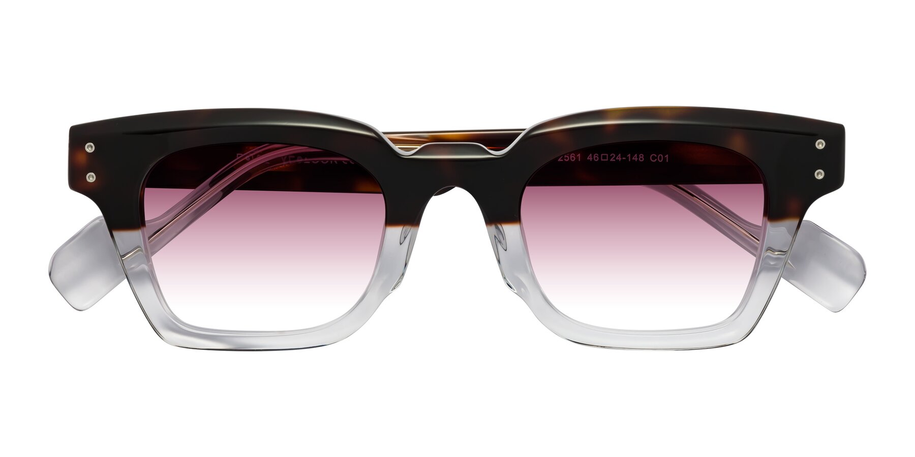 Folded Front of Perez in Dark Tortoise/Clear with Wine Gradient Lenses