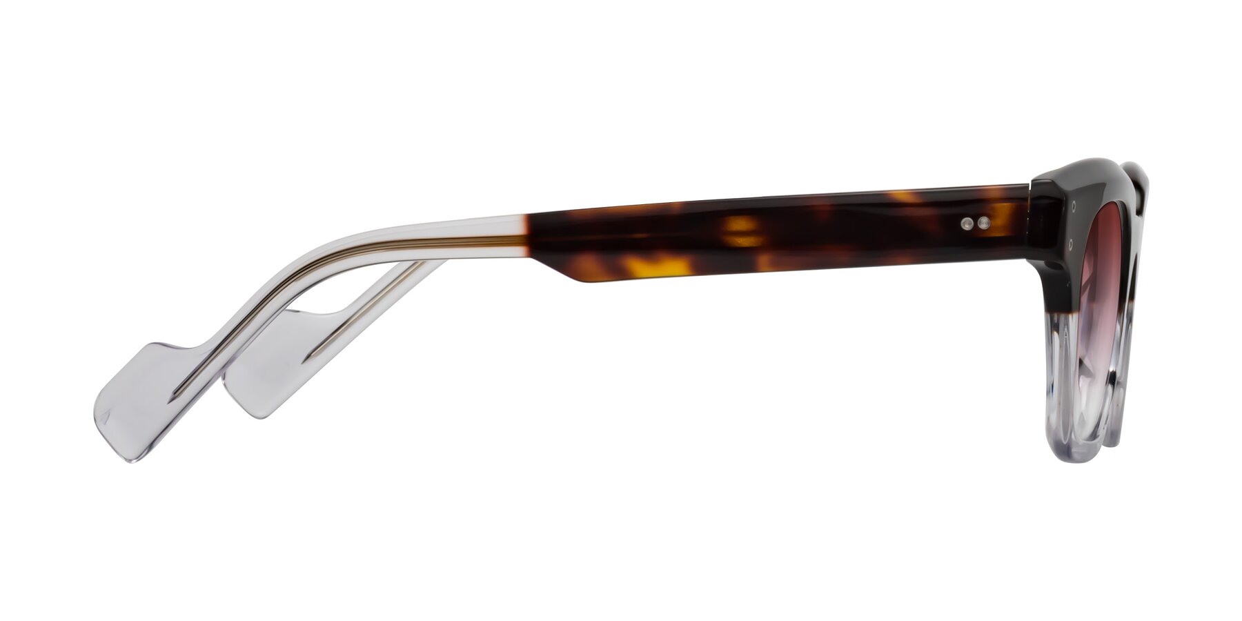 Side of Perez in Dark Tortoise/Clear with Garnet Gradient Lenses