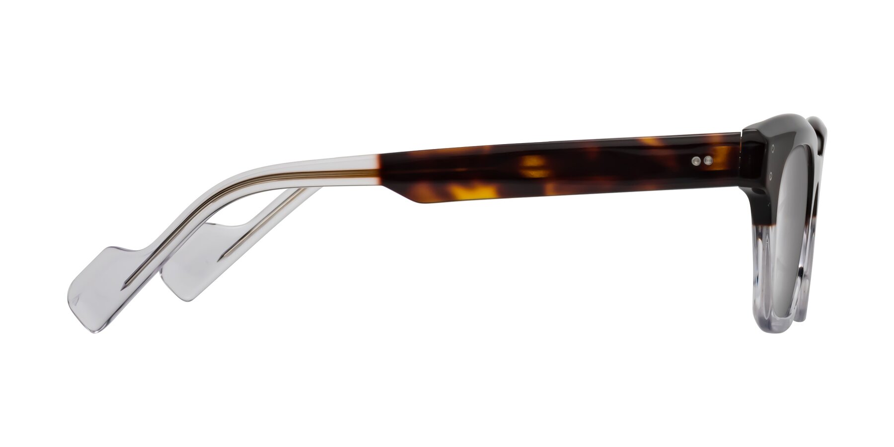 Side of Perez in Dark Tortoise/Clear with Silver Mirrored Lenses