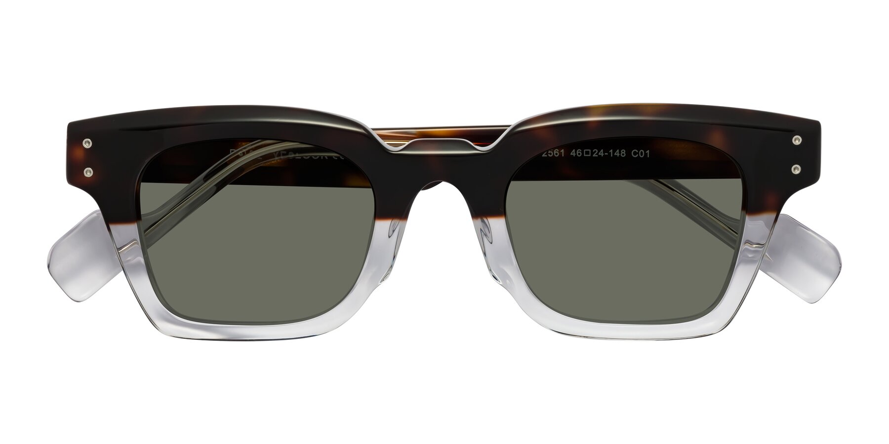 Folded Front of Perez in Dark Tortoise/Clear with Gray Polarized Lenses
