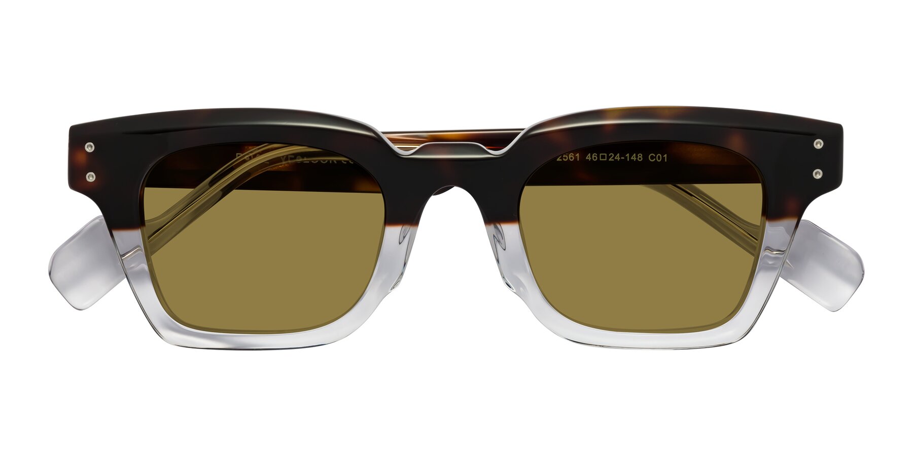Folded Front of Perez in Dark Tortoise/Clear with Brown Polarized Lenses