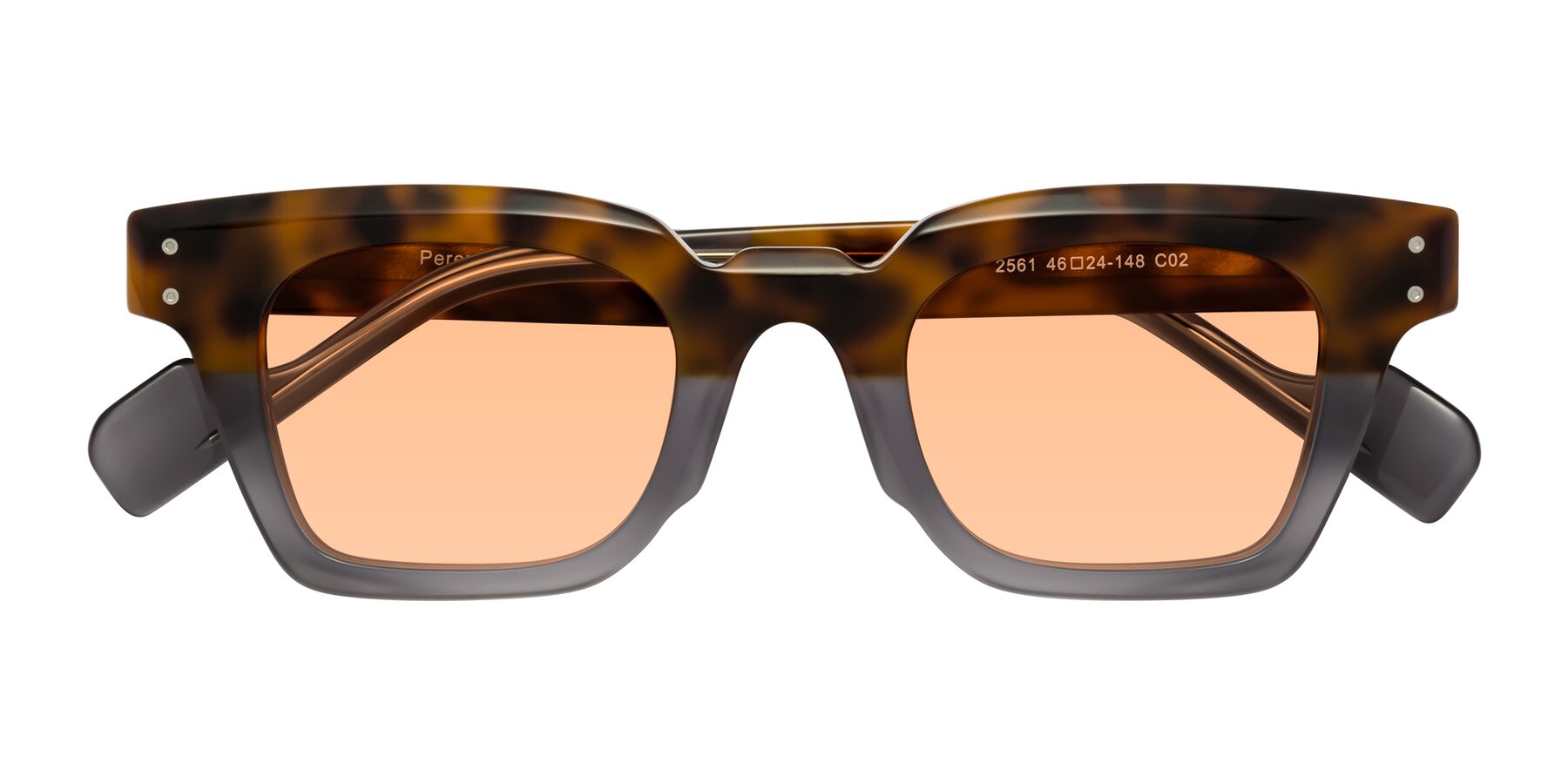 Folded Front of Perez in Tortoise/Gray with Light Orange Tinted Lenses