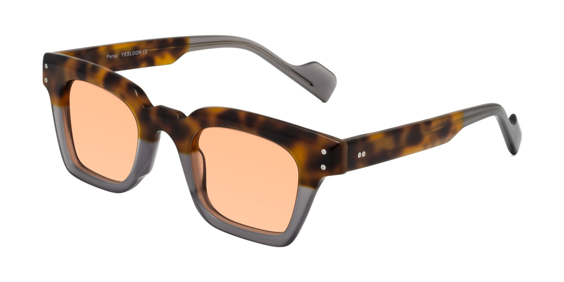 Angle of Perez in Tortoise/Gray with Light Orange Tinted Lenses