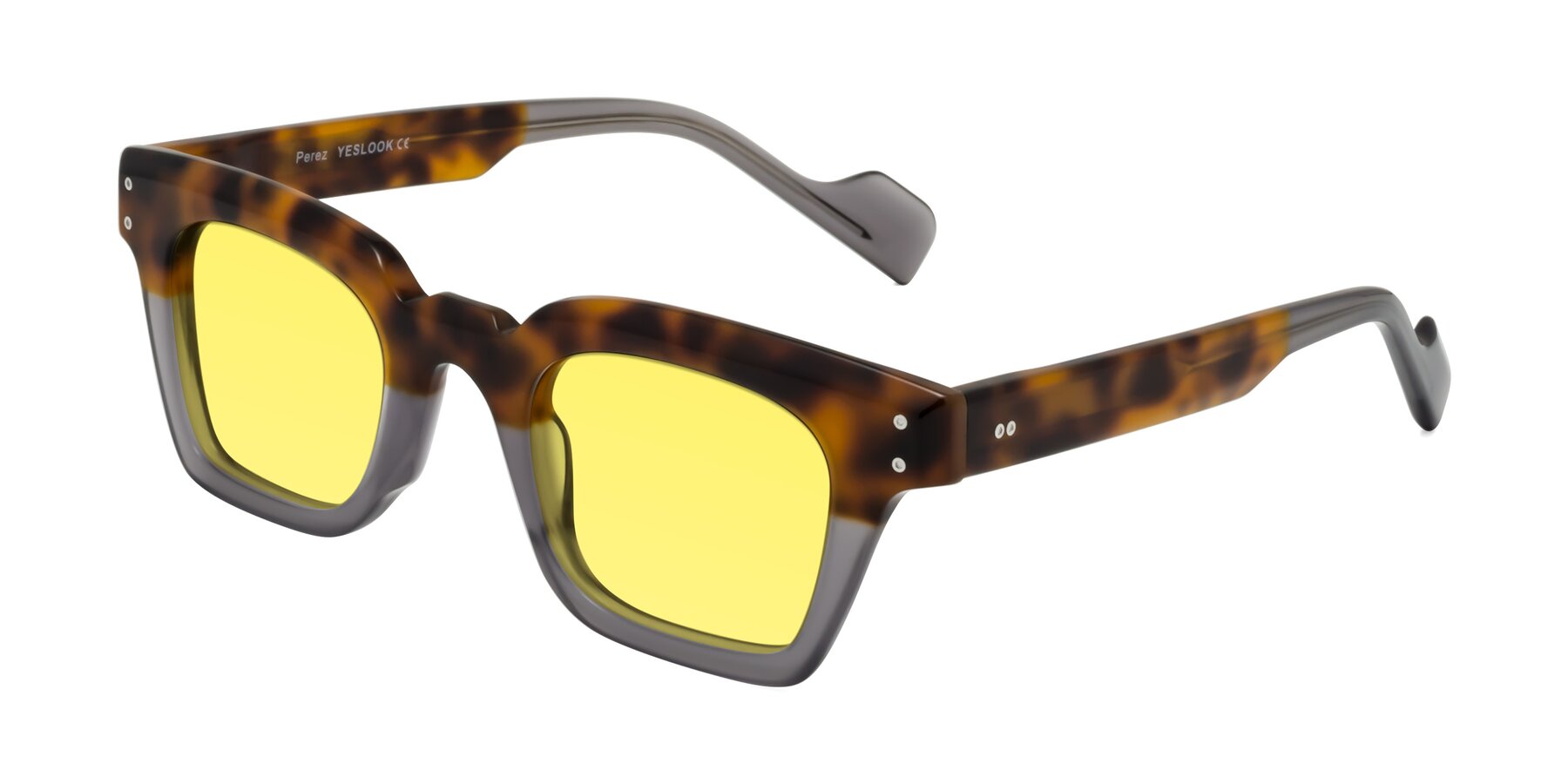Angle of Perez in Tortoise/Gray with Medium Yellow Tinted Lenses