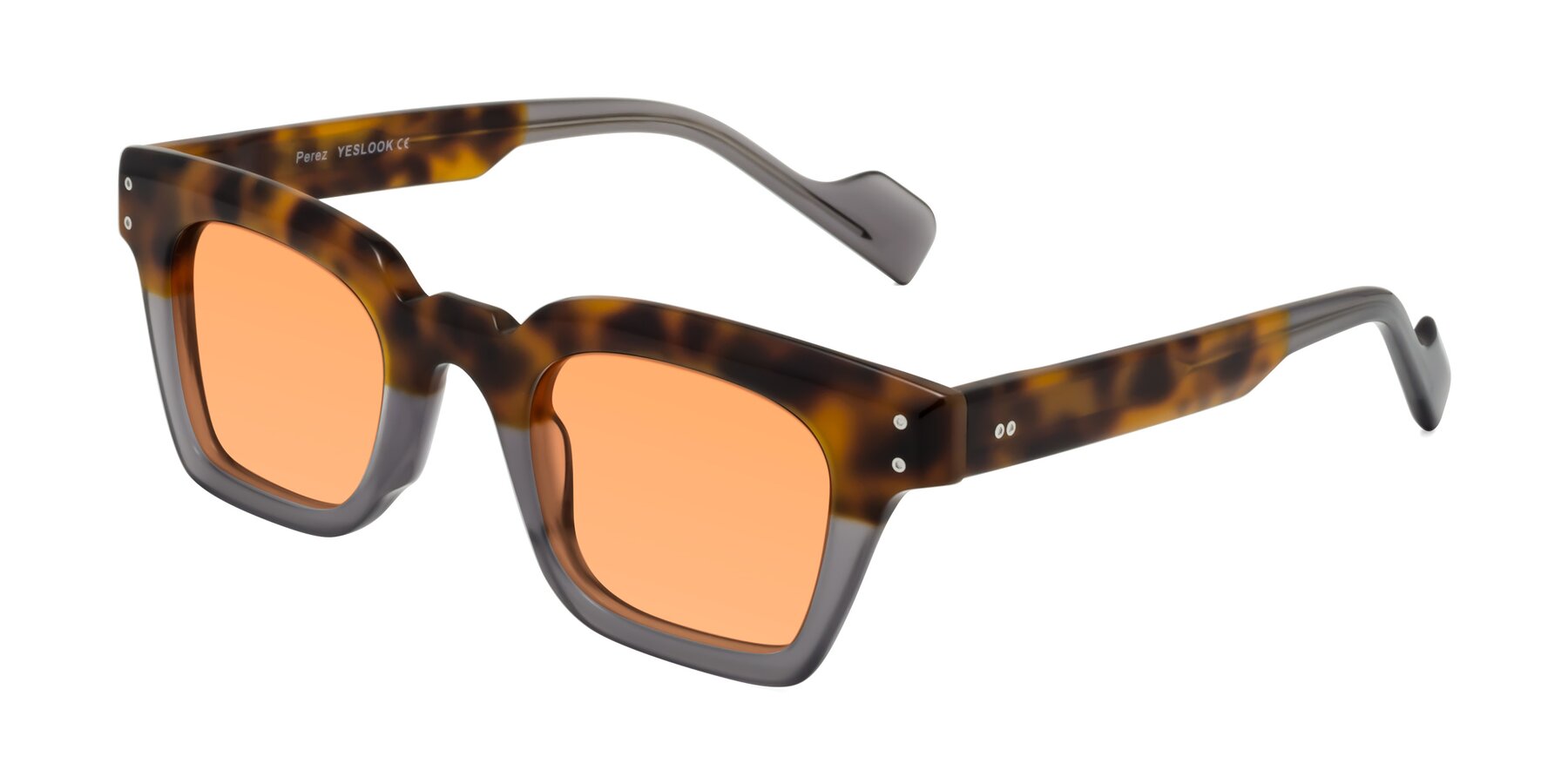 Angle of Perez in Tortoise/Gray with Medium Orange Tinted Lenses