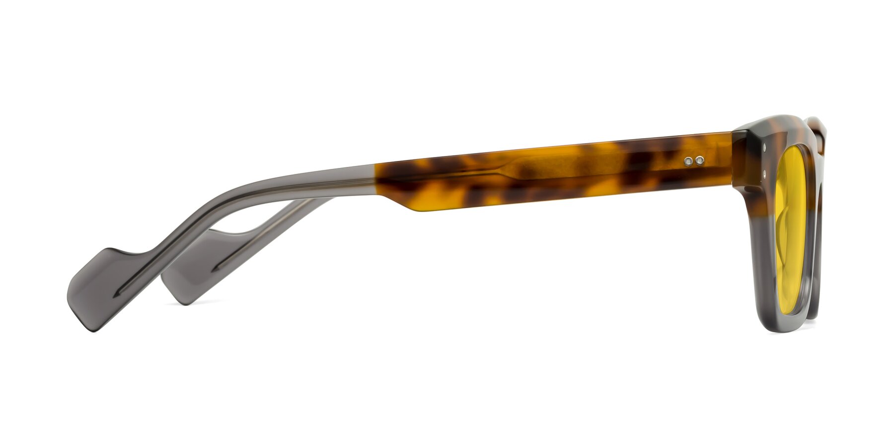 Side of Perez in Tortoise/Gray with Yellow Tinted Lenses