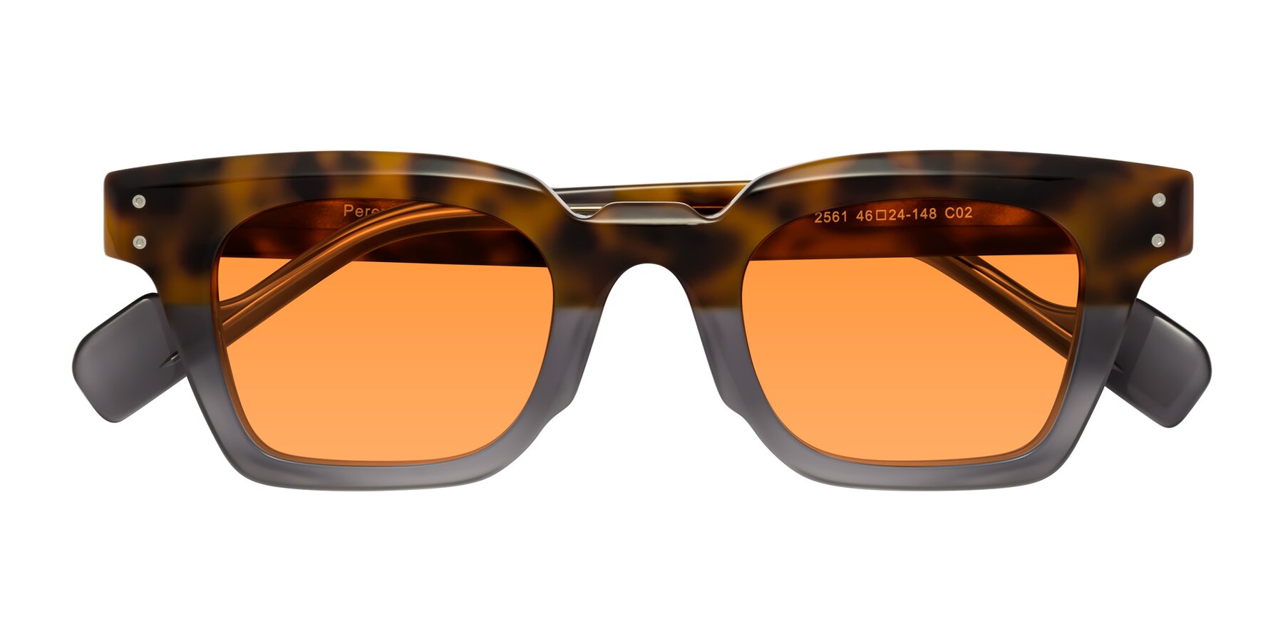 Folded Front of Perez in Tortoise/Gray with Orange Tinted Lenses