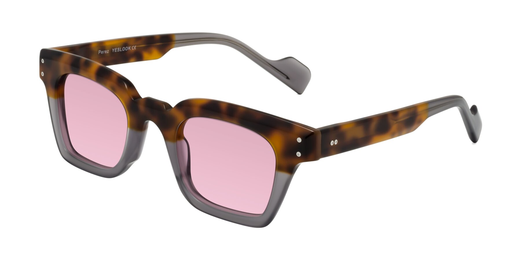 Angle of Perez in Tortoise/Gray with Light Wine Tinted Lenses