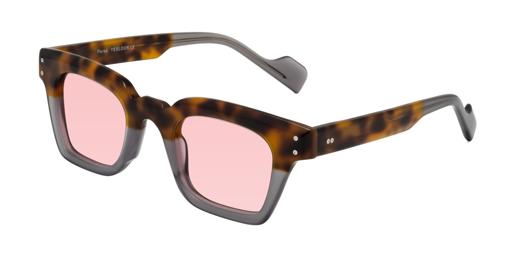Angle of Perez in Tortoise/Gray with Light Garnet Tinted Lenses