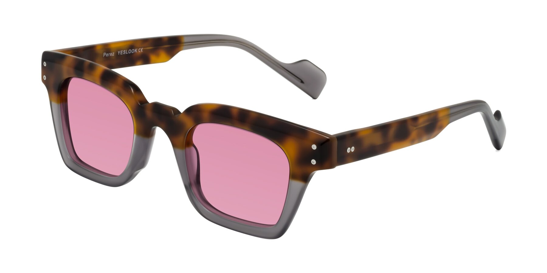 Angle of Perez in Tortoise/Gray with Medium Wine Tinted Lenses