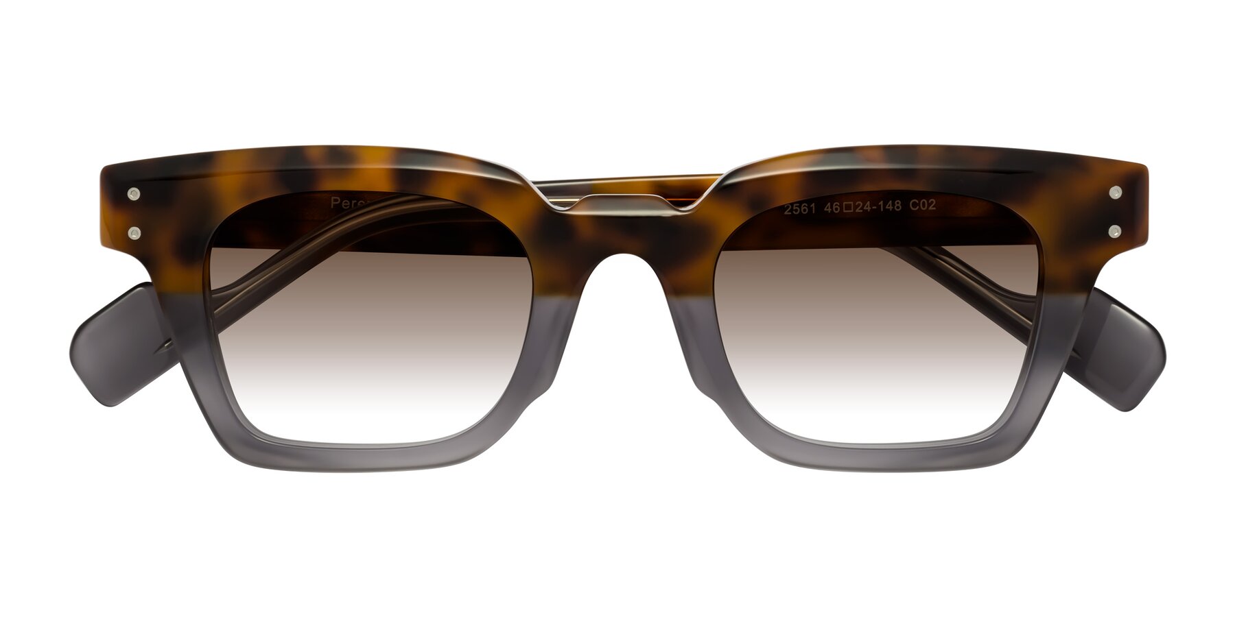 Folded Front of Perez in Tortoise/Gray with Brown Gradient Lenses
