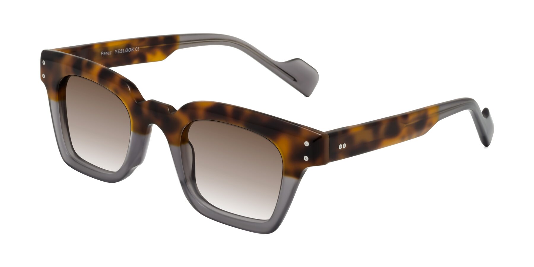 Angle of Perez in Tortoise/Gray with Brown Gradient Lenses