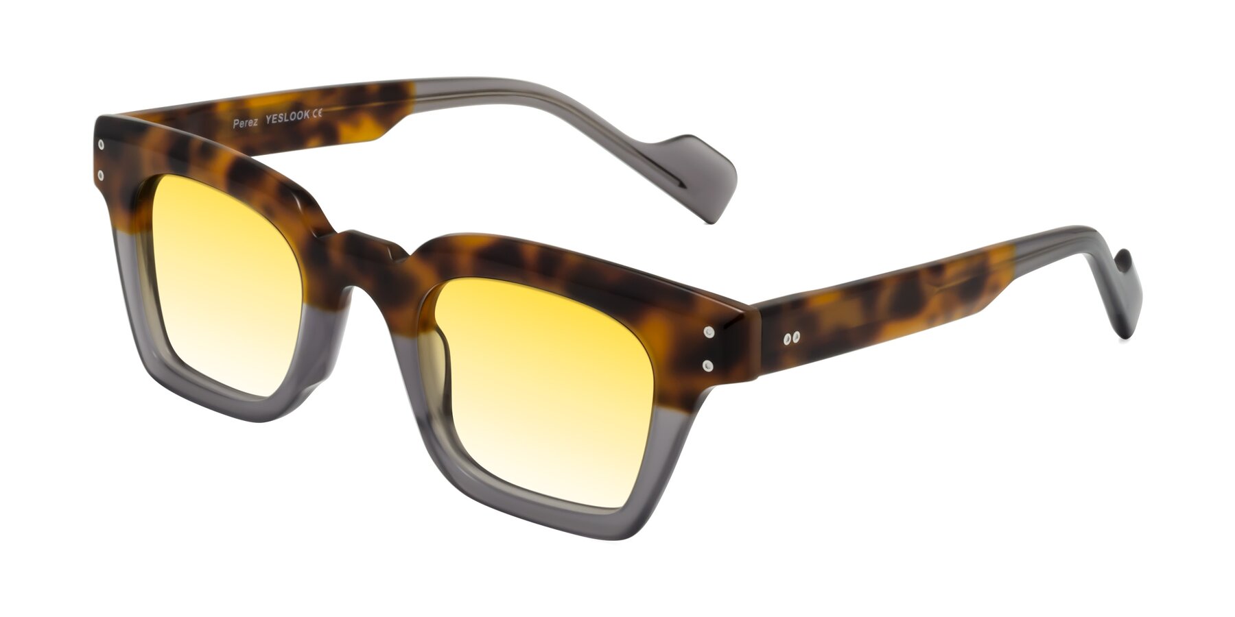 Angle of Perez in Tortoise/Gray with Yellow Gradient Lenses