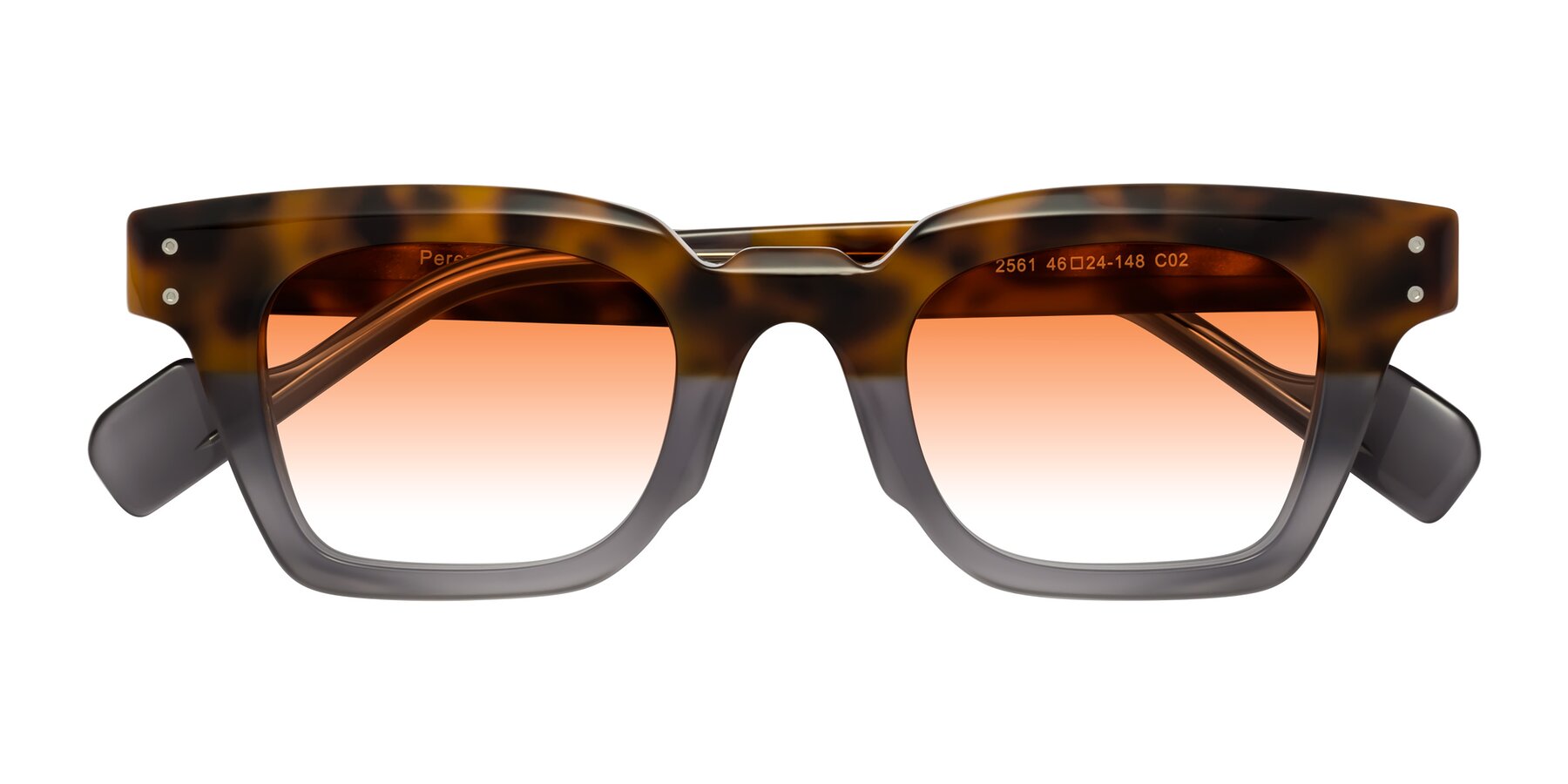 Folded Front of Perez in Tortoise/Gray with Orange Gradient Lenses