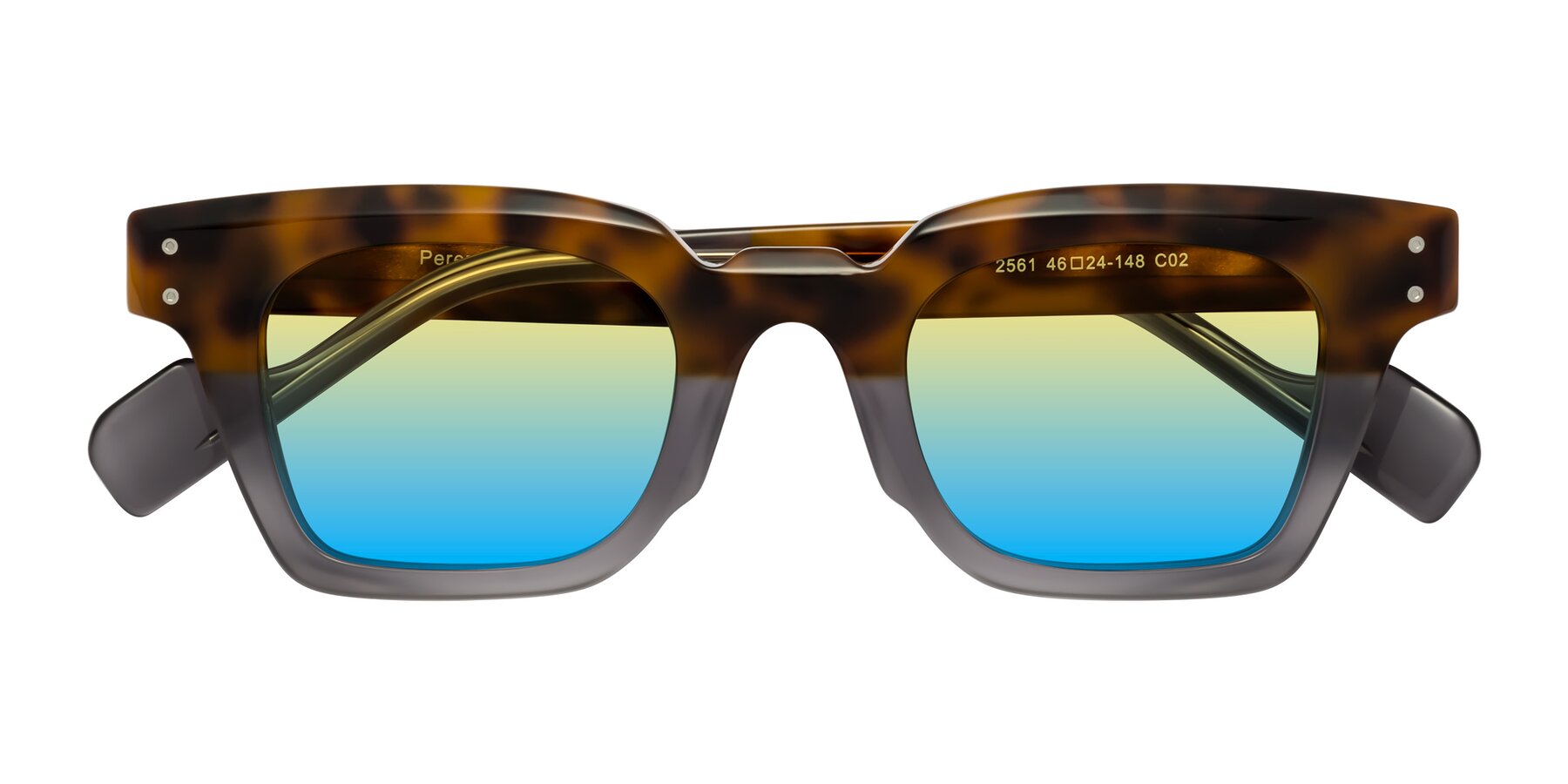 Folded Front of Perez in Tortoise/Gray with Yellow / Blue Gradient Lenses