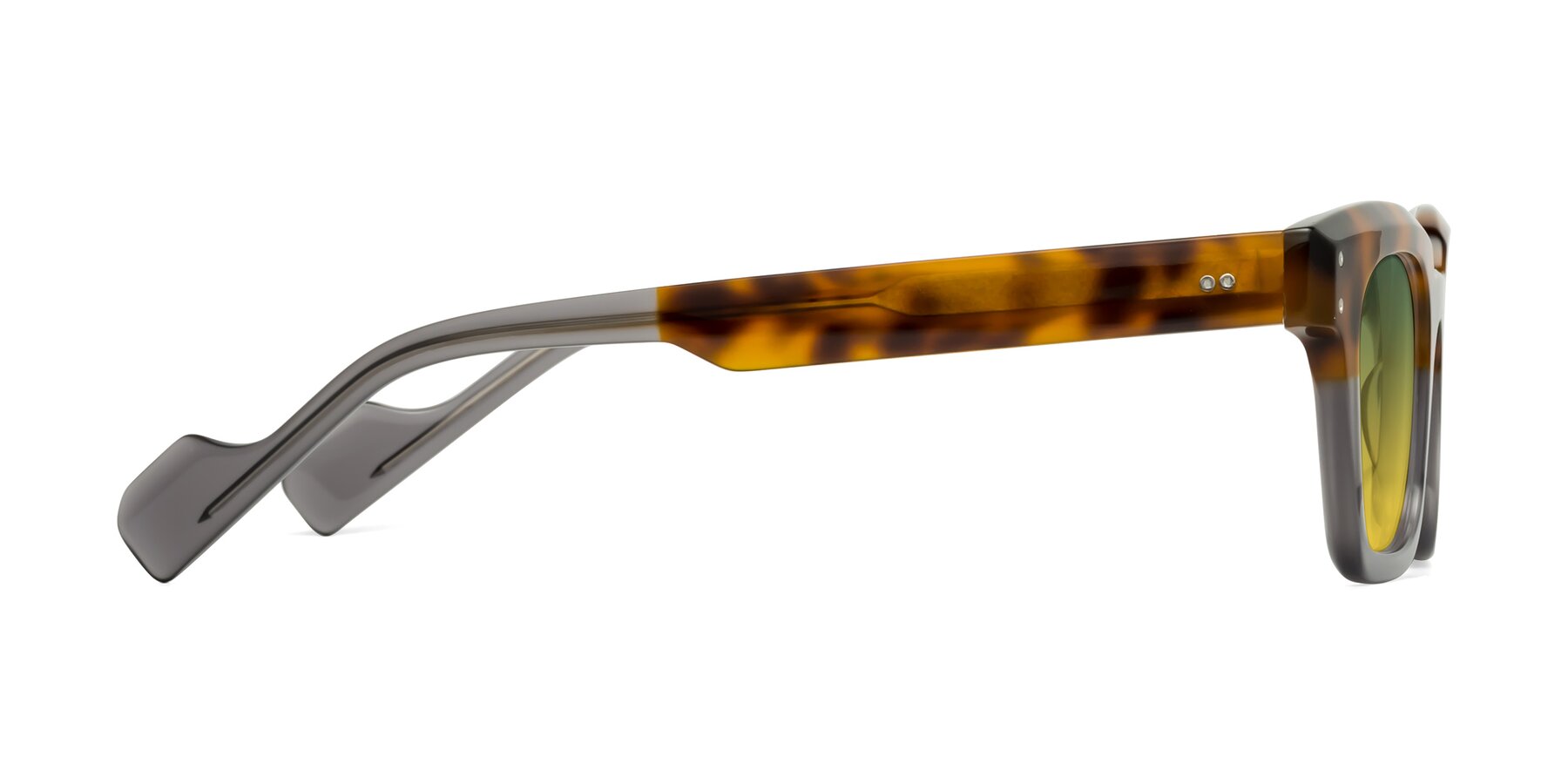 Side of Perez in Tortoise/Gray with Green / Yellow Gradient Lenses