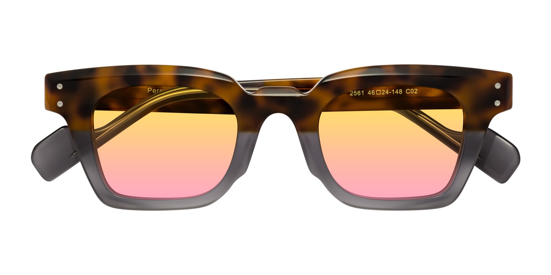 Folded Front of Perez in Tortoise/Gray with Yellow / Pink Gradient Lenses