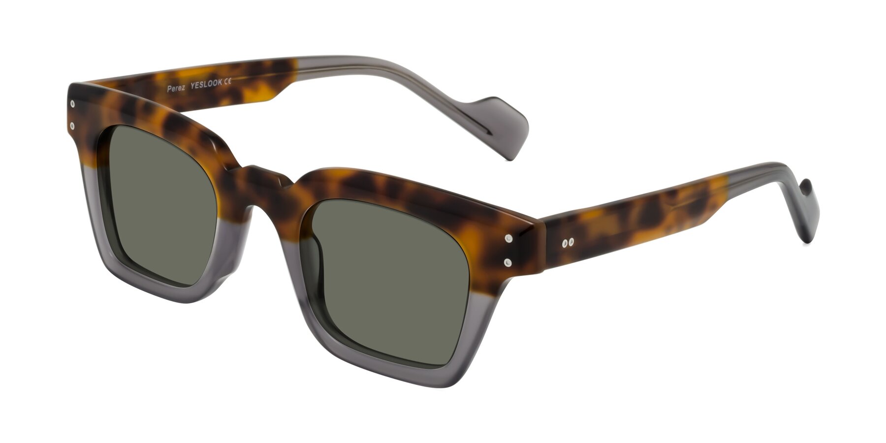Angle of Perez in Tortoise/Gray with Gray Polarized Lenses