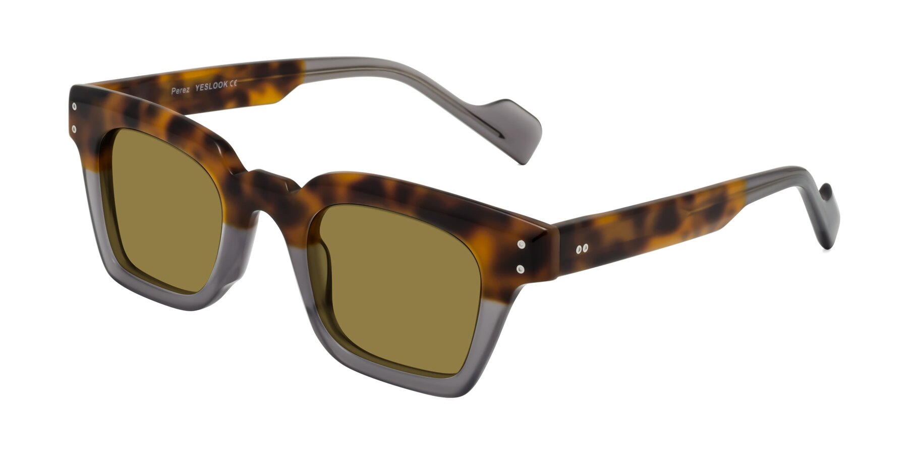 Angle of Perez in Tortoise/Gray with Brown Polarized Lenses