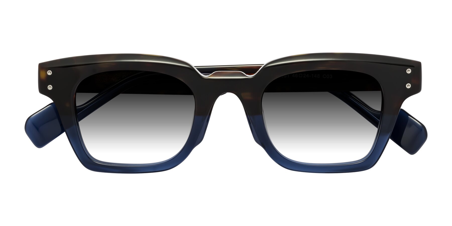 Folded Front of Perez in Dark Tortoise/Blue with Gray Gradient Lenses