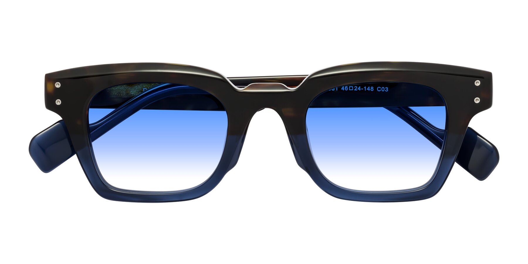 Folded Front of Perez in Dark Tortoise/Blue with Blue Gradient Lenses