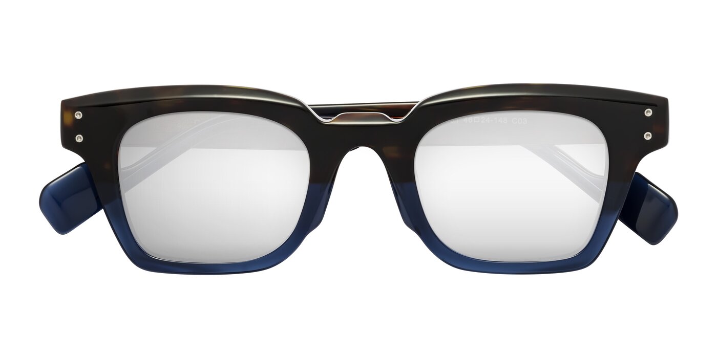 Perez - Dark Tortoise/Blue Flash Mirrored Sunglasses