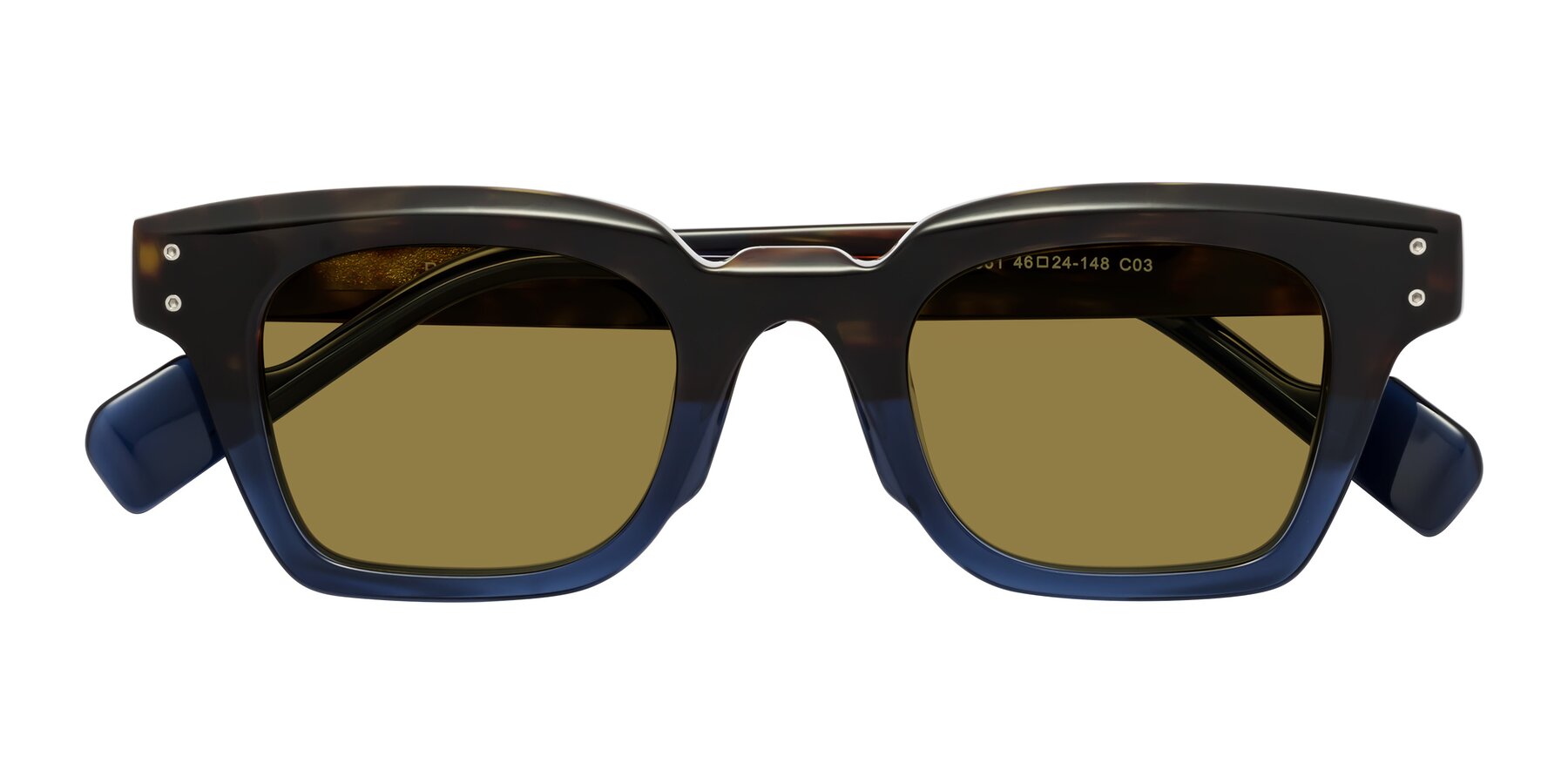 Folded Front of Perez in Dark Tortoise/Blue with Brown Polarized Lenses