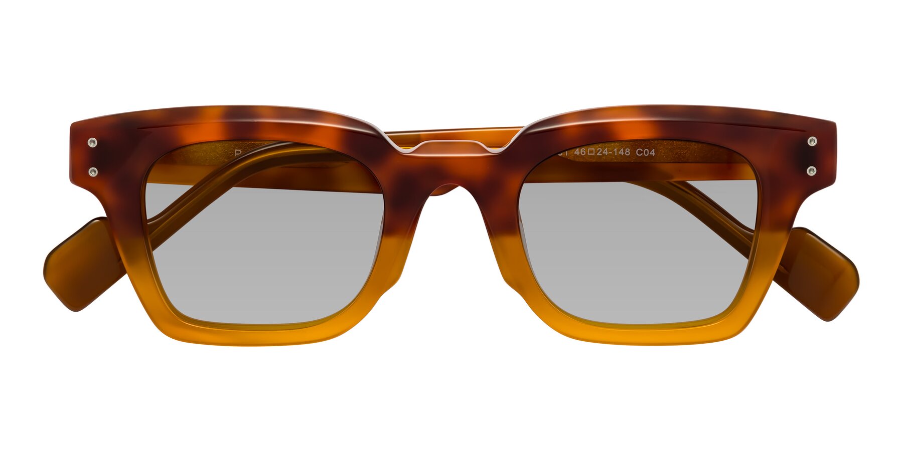 Folded Front of Perez in Tortoise/Amber with Light Gray Tinted Lenses