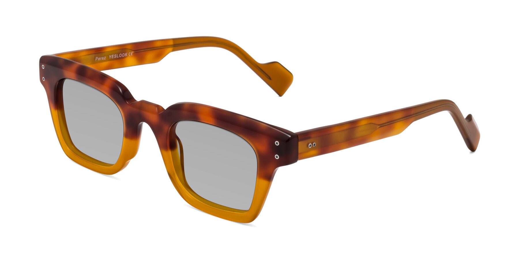 Angle of Perez in Tortoise/Amber with Light Gray Tinted Lenses