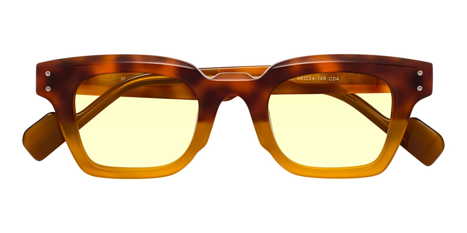 Folded Front of Perez in Tortoise/Amber with Light Yellow Tinted Lenses