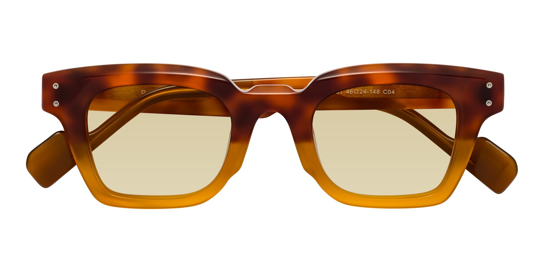 Folded Front of Perez in Tortoise/Amber with Light Champagne Tinted Lenses