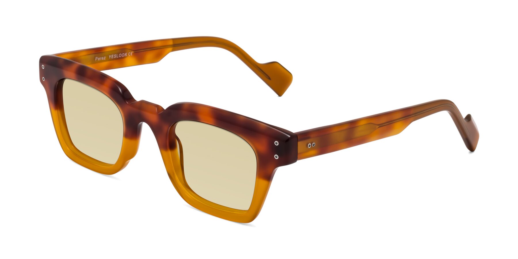 Angle of Perez in Tortoise/Amber with Light Champagne Tinted Lenses