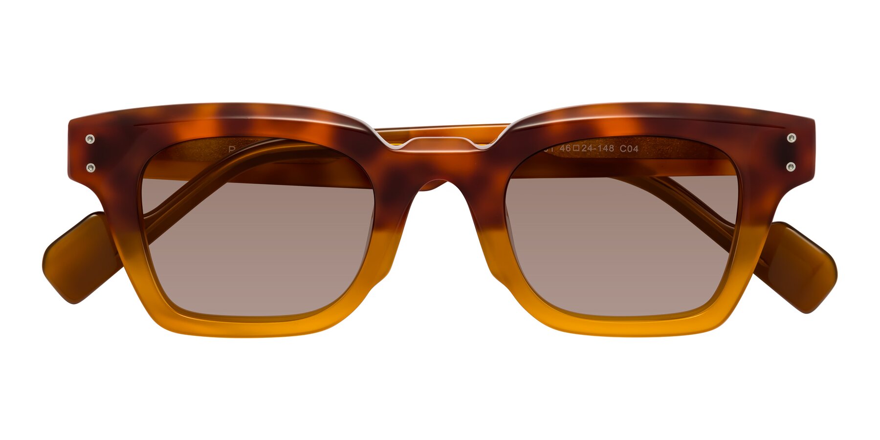 Folded Front of Perez in Tortoise/Amber with Medium Brown Tinted Lenses