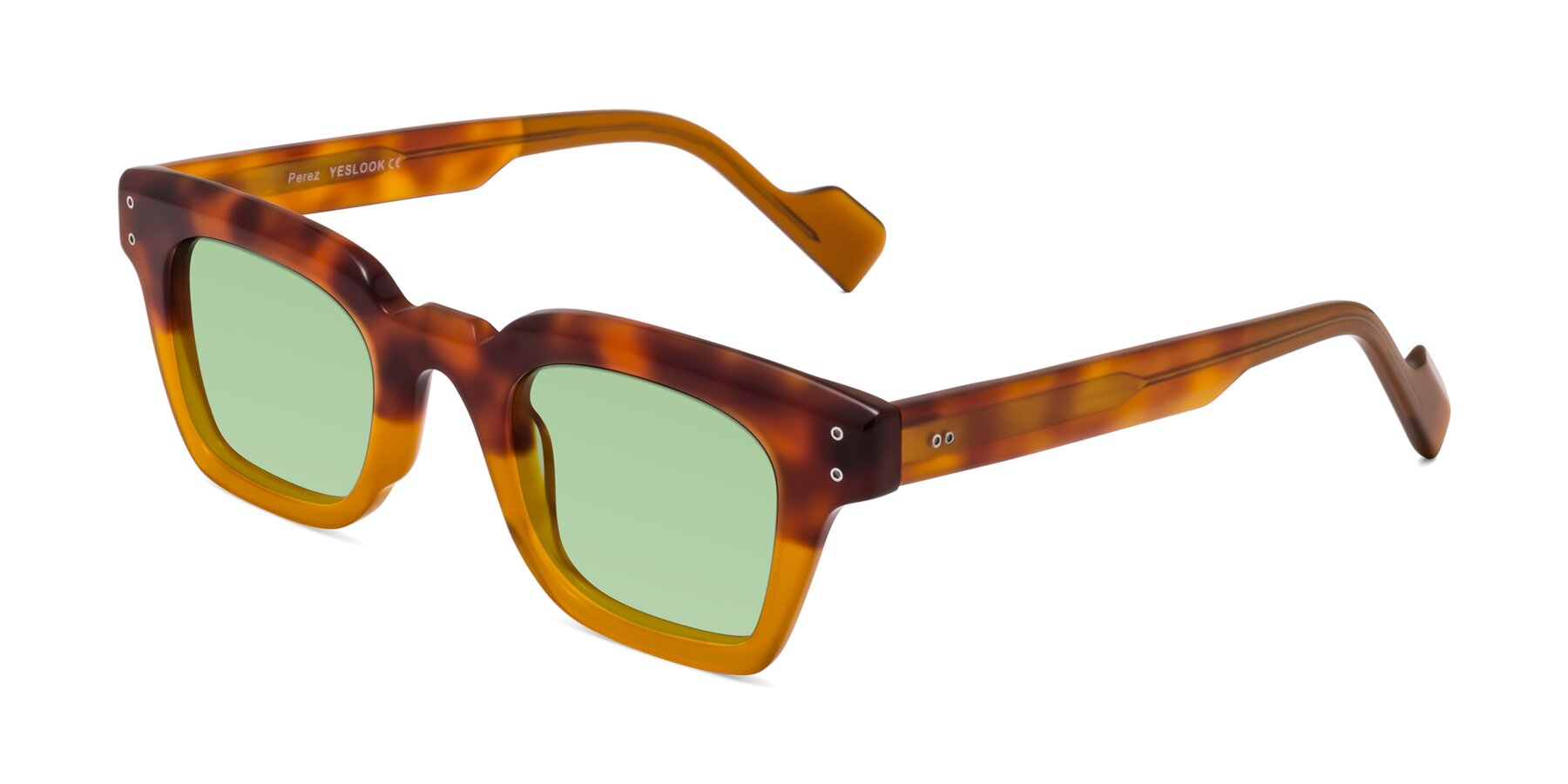 Angle of Perez in Tortoise/Amber with Medium Green Tinted Lenses